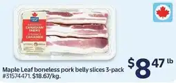 Walmart Maple Leaf boneless pork belly slices 3-pack offer