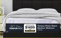 Leon's Tempur-Pedic React 2.0 Medium Twin Mattress 10 inches offer