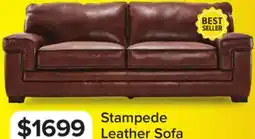 Leon's Stampede Leather Sofa - Chestnut offer