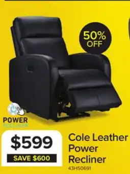 Leon's Cole Leather Power Recliner - Black offer