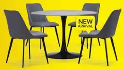 Leon's Nyla 5-Piece Sintered Stone Round Dining Set - White, Black, Grey offer