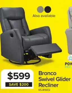 Leon's Bronco Swivel Glider Recliner - Dark Grey offer