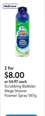 Walmart Scrubbing Bubbles Mega Shower Foamer Spray 567g offer