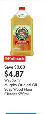 Walmart Murphy Original Oil Soap Wood Floor Cleaner 950ml offer
