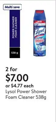 Walmart Lysol Power Shower Foam Cleaner 538g offer