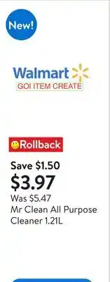 Walmart Mr Clean All Purpose Cleaner 1.21L offer