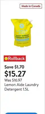 Walmart Lemon Aide Laundry Detergent 1.5L offer