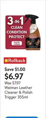 Walmart Weiman Leather Cleaner & Polish Trigger 355ml offer