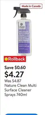 Walmart Nature Clean Multi Surface Cleaner Sprays 740ml offer