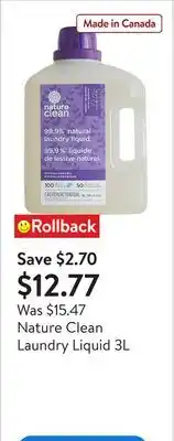 Walmart Nature Clean Laundry Liquid 3L offer