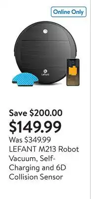 Walmart LEFANT M213 Robot Vacuum, Self-Charging and 6D Collision Sensor offer