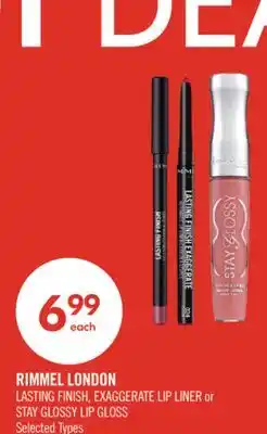 Shoppers Drug Mart RIMMEL LONDON LASTING FINISH, EXAGGERATE LIP LINER or STAY GLOSSY LIP GLOSS offer