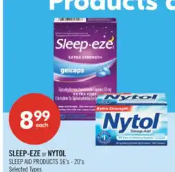 Shoppers Drug Mart SLEEP-EZE or NYTOL SLEEP AID PRODUCTS 16's - 20's offer