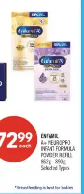 Shoppers Drug Mart ENFAMIL A+ NEUROPRO INFANT FORMULA POWDER REFILL 862g - 890g offer