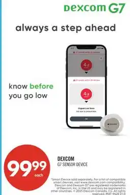 Shoppers Drug Mart DEXCOM G7 SENSOR DEVICE offer