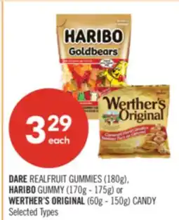 Shoppers Drug Mart DARE REALFRUIT GUMMIES (180g), HARIBO GUMMY (170g - 175g) or WERTHER'S ORIGINAL (60g - 150g) CANDY offer