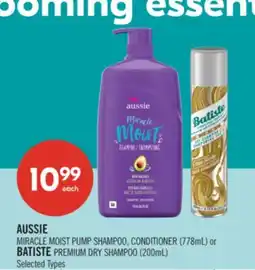 Shoppers Drug Mart AUSSIE MIRACLE MOIST PUMP SHAMPOO, CONDITIONER (778mL) or BATISTE PREMIUM DRY SHAMPOO (200mL) offer