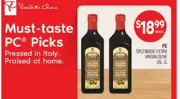 Shoppers Drug Mart PC SPLENDIDO EXTRA VIRGIN OLIVE OIL 1L offer