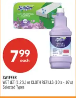 Shoppers Drug Mart SWIFFER WET JET (1.25L) or CLOTH REFILLS (10's - 16's) offer