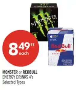 Shoppers Drug Mart MONSTER or REDBULL ENERGY DRINKS offer