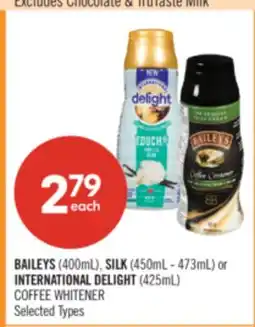 Shoppers Drug Mart Baileys (400 mL) Silk (450 mL – 473 mL) International Delight (425 mL) Coffee Whitener offer
