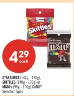 Shoppers Drug Mart STARBURST (142g -170g), SKITTLES(1070g) or M&M's (95g - 100g) CANDY offer