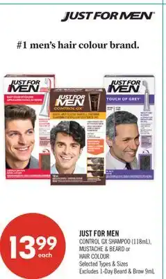 Shoppers Drug Mart JUST FOR MEN CONTROL GX (118mL), MUSTACHE & BEARD or HAIR COLOUR offer