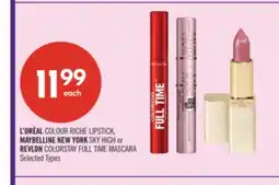 Shoppers Drug Mart L'ORÈAL COLOUR RICHE LIPSTICK, MAYBELLINE NEW YORK SKY HIGH or REVLON COLORSTAY FULL TIME MASCARA offer