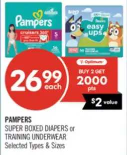 Shoppers Drug Mart PAMPERS SUPER BOXED DIAPERS or TRAINING UNDERWEAR offer