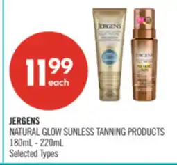 Shoppers Drug Mart JERGENS NATURAL GLOW SUNLESS TANNING PRODUCTS offer