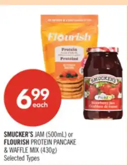 Shoppers Drug Mart SMUCKER'S JAM (500mL) or FLOURISH PROTEIN PANCAKE & WAFFLE MIX (430g) offer