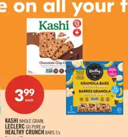 Shoppers Drug Mart KASHI WHOLE GRAIN, LECLERC GO PURE or HEALTHY CRUNCH BARS 5's offer
