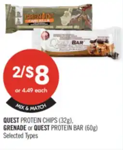 Shoppers Drug Mart GUEST PROTEIN CHIPS (32g), GRENADE or QUEST PROTEIN BAR (60g) offer