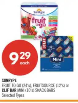 Shoppers Drug Mart SUNRYPE FRUIT TO GO (24's), FRUITSOURCE (12's) or CLIF BAR MINI (10's) SNACK BARS offer