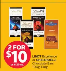 Rexall LINDT Excellence or GHIRARDELLI Chocolate Bars offer