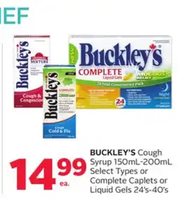 Rexall BUCKLEY'S Cough Syrup 150mL-200mL Select Types or Complete Caplets or Liquid Gels 24' s-40' s offer