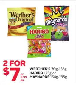 Rexall WERTHER'S 70g-135g, HARIBO 175g or MAYNARDS 154g-185g offer