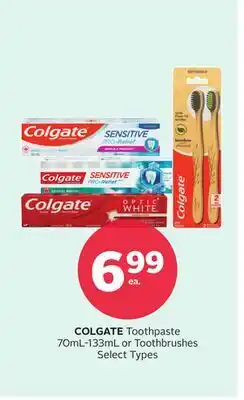Rexall COLGATE Toothpaste 70mL-133mL or Toothbrushes offer