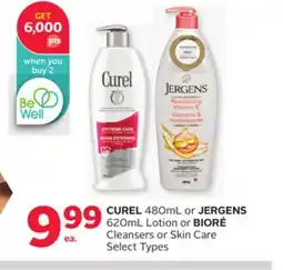 Rexall CUREL 480mL or JERGENS 620mL Lotion or BIORÉ Cleansers or Skin Care offer