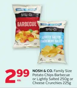 Rexall NOSH & CO. Family Size Potato Chips Barbecue or Lightly Salted 250g or Cheese Crunchies 225g offer