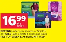 Rexall DEPEND Underwear, Guards or Shields or POISE Pads offer