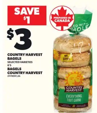 Independent City Market COUNTRY HARVEST BAGELS, 6'S offer