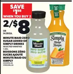 Independent City Market MINUTE MAID ZERO SUGAR ADDED OR SIMPLY DRINKS, 1.54 L offer