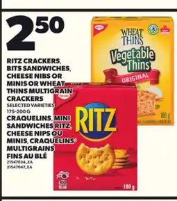 Independent City Market RITZ CRACKERS, BITS SANDWICHES, CHEESE NIBS OR MINIS OR WHEAT THINS MULTIGRAIN CRACKERS, 175-200 G offer