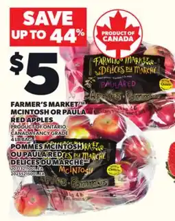 Independent City Market FARMER'S MARKET MCINTOSH OR PAULA RED APPLES, 4 LB BAG offer
