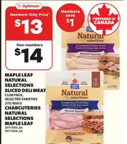 Independent City Market MAPLE LEAF NATURAL SELECTIONS SLICED DELI MEAT, 375/400 G offer