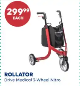 Wellwise by Shoppers ROLLATOR Drive Medical 3-Wheel Nitro offer