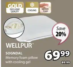 JYSK SOGNDAL Memory foam pillow offer