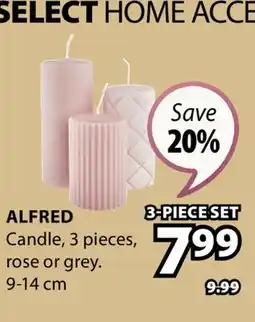JYSK ALFRED Candle, 3 pieces, rose or grey offer
