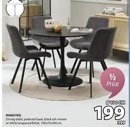 JYSK RINGSTED Dining table, pedestal base, black ash veneeror white lacquered finish offer